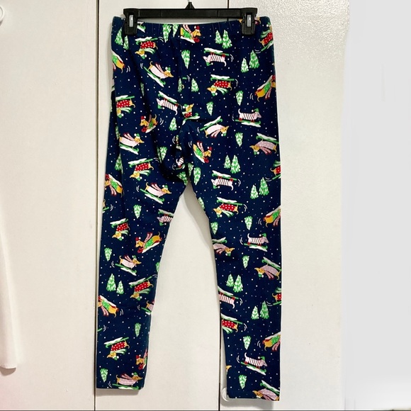 DACSHUND Dog Blue Holiday Festive Fleece Warm Pajama Pants Juniors Large - Picture 13 of 16